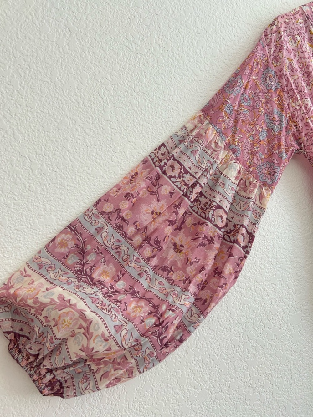 BILLABONG Cosmos Dress Size M BOHEMIAN LONG BALLOON SLEEVE DUSTY ROSE FLORAL - Picture 8 of 15